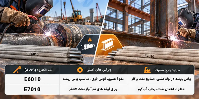 تفاوت الکترود 6010 و 7010 در یک نگاه